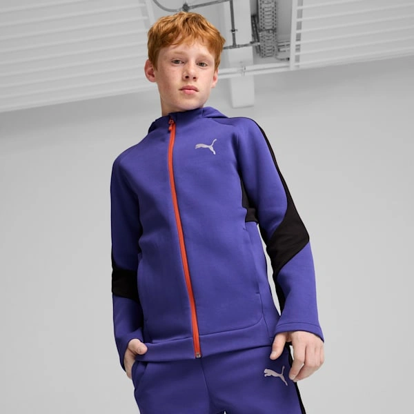 Cúpla EVOSTRIPE Full-Zip Big Kids' Hoodie | Puma. Éadaí stíle i nGaeilge le haghaidh páistí móra, te agus faiseanta.